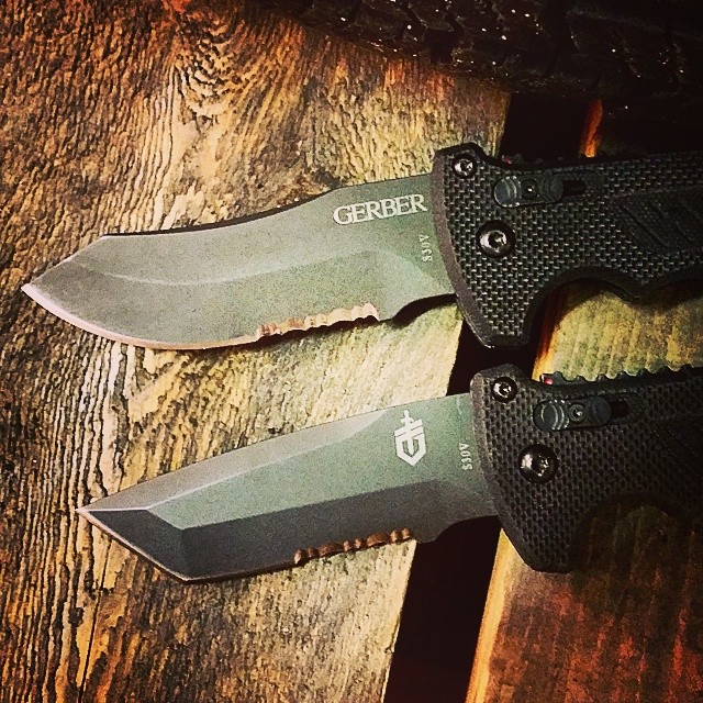 These mean mugs finally being added to the site this weekend, the D.M.F. Auto Modified Clip Point and the D.M.F. Auto Tanto. Which blade style do you prefer? www.Gerber-Tools.com gerbergear gerberdmf auto droppoint tanto blade tactical edc military knifecommunity madeintheUSA